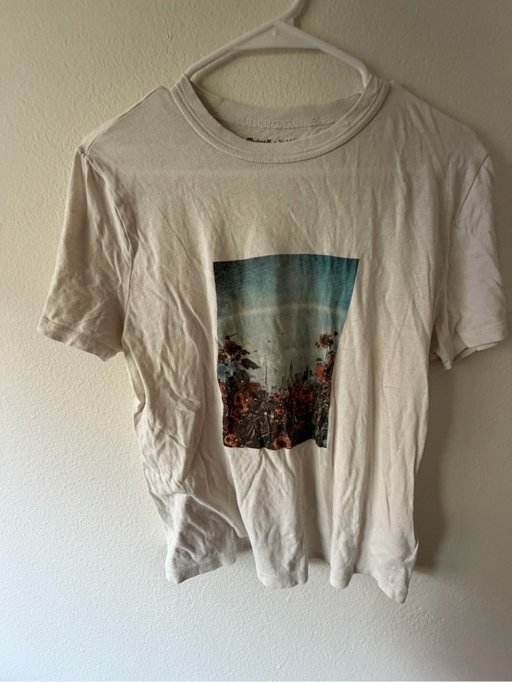 Madewell Cream Kids Graphic Tee with Blue and Brown Floral Print